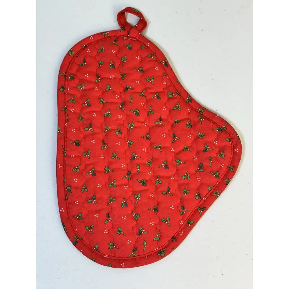 B&D Christmas Holly Wreath Holiday Bow Goose Potholder Hot Pad VTG Cottagecore